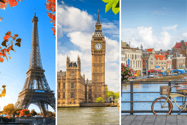 Londres + Paris + Amsterdam